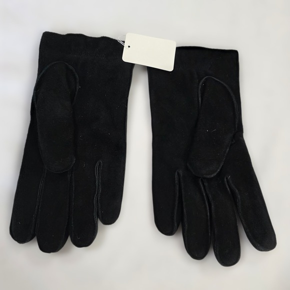 NWT‎ Portolano Goatskin Leather & Lambs Wool Gloves Womens Black Large Lined - Picture 2 of 10